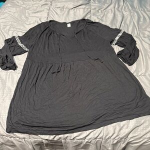 old navy black Long tunic top Shirt Women's Size 1x Plus Size Rayon Vicose